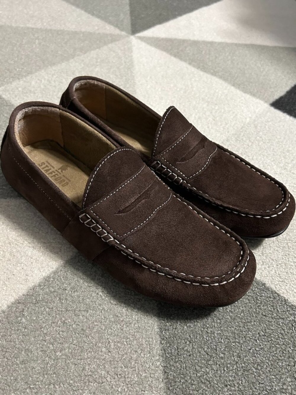 Stafford Brown Suede‎ Casual Slip On Driving Penny Loafers Men's Size 9.5M